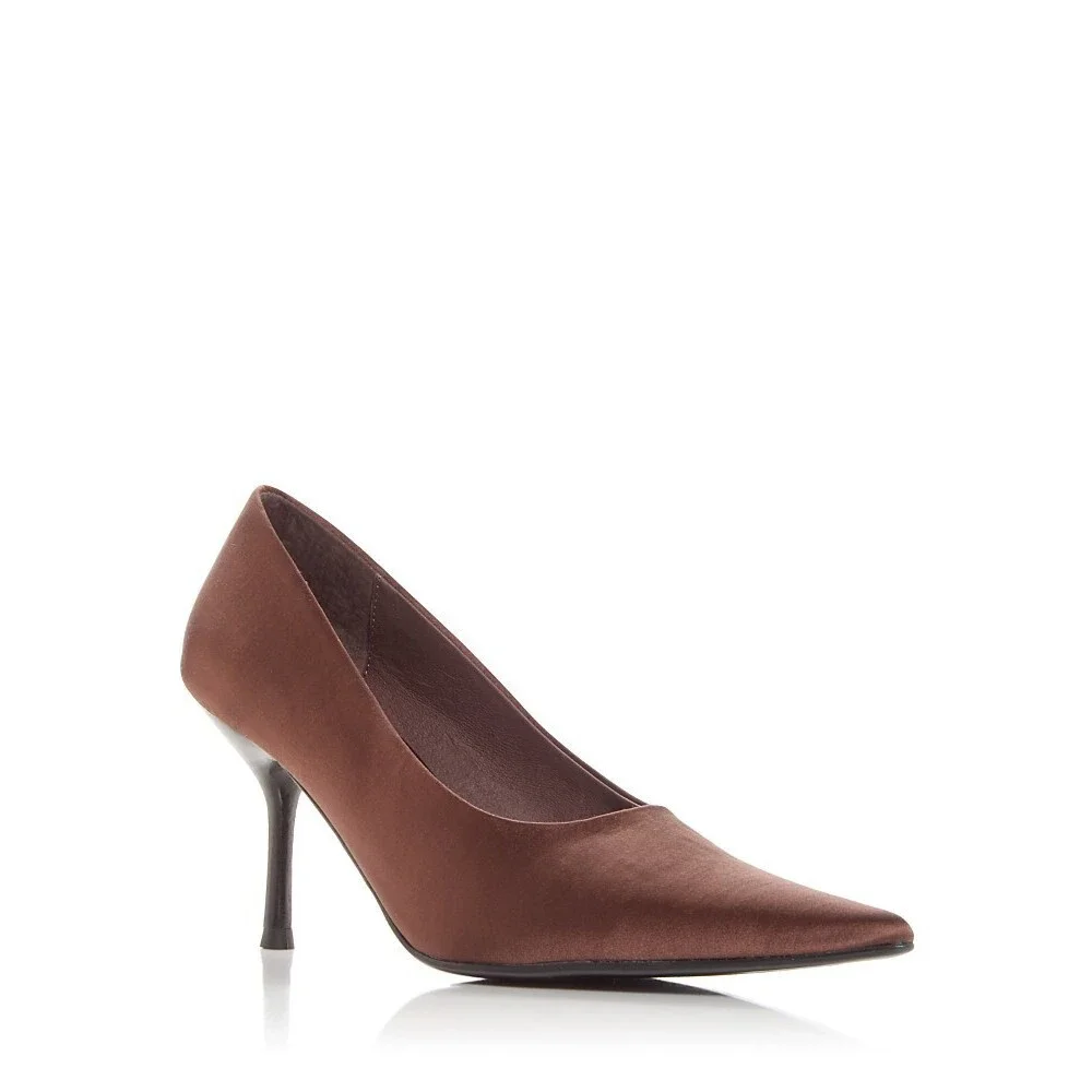 Jeffrey Campbell Chosen Pointed Toe Stiletto Pumps Women's 8 Brown Silk Slip On